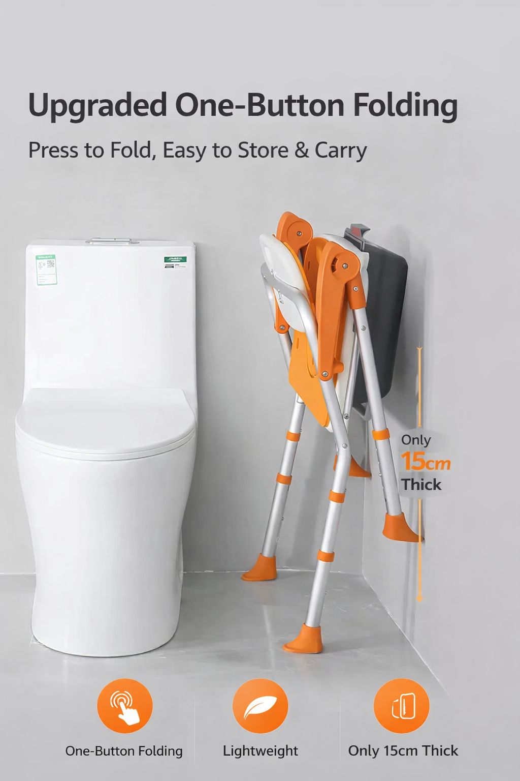 Elderly U-Shape Cleaning Channel | Foldable Shower Chair with Back Support | 5-Level Adjustable | Non-Slip Feet