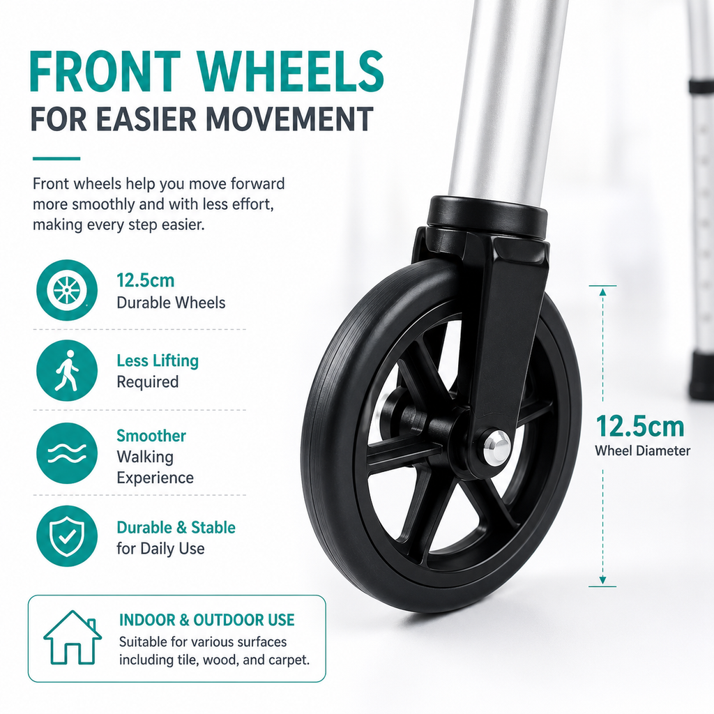 Elderly Folding Walker with Wheels | Tongkat Jalan Warga Emas | Walker Boleh Laras & Lipat | Height Adjustable