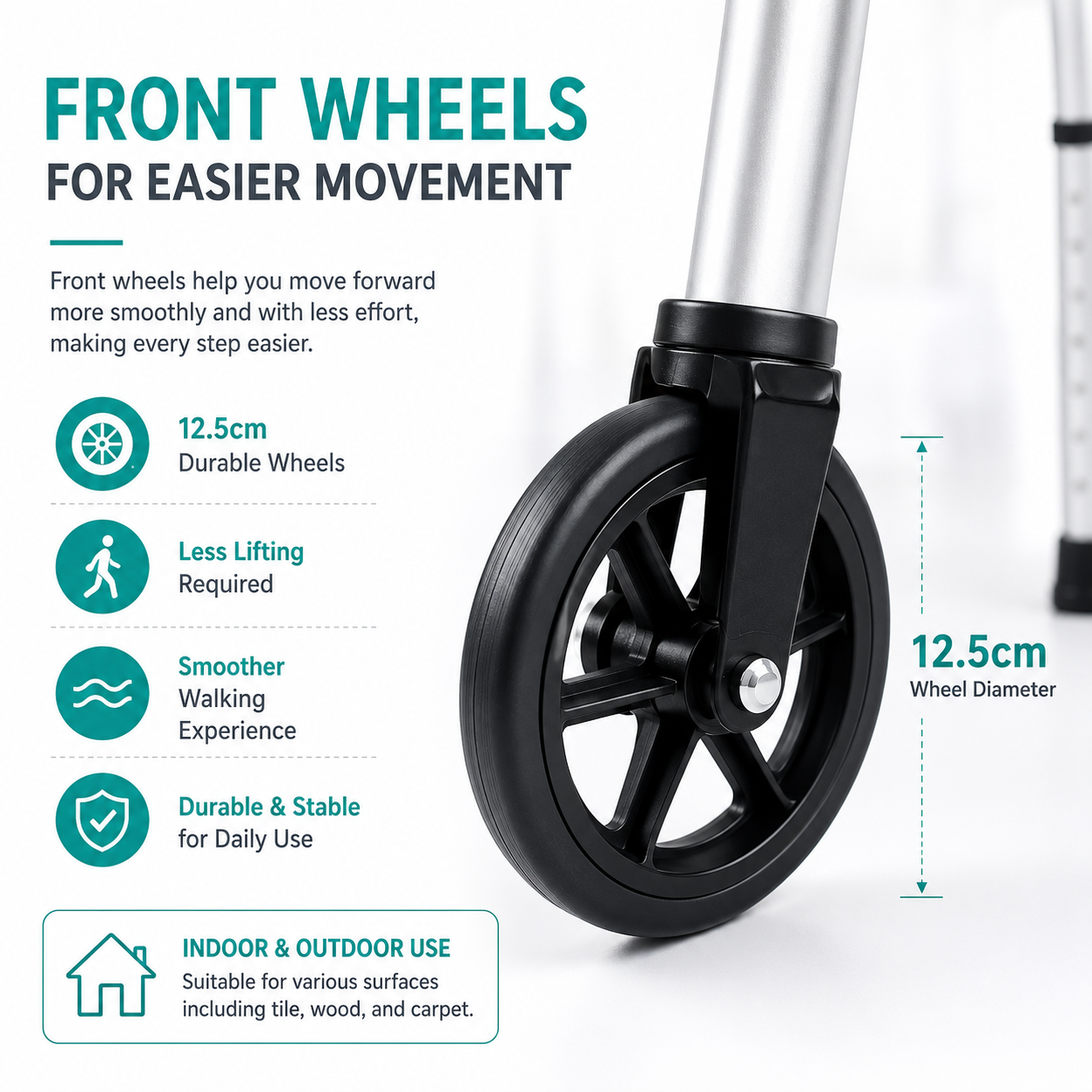 Elderly Folding Walker with Wheels | Tongkat Jalan Warga Emas | Walker Boleh Laras & Lipat | Height Adjustable
