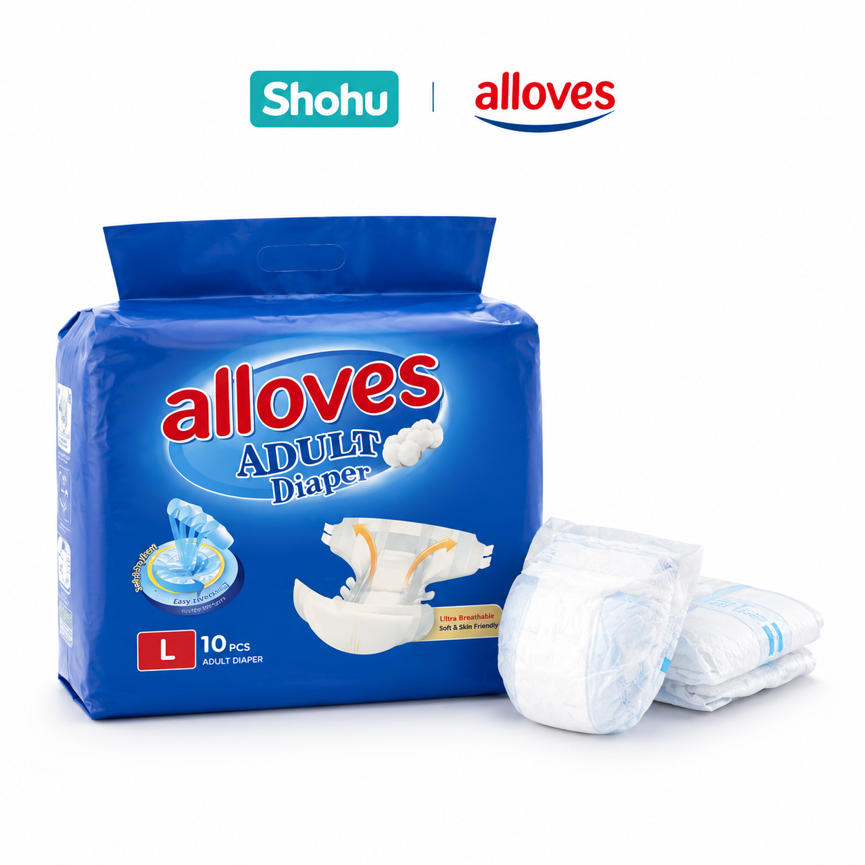 Alloves Elderly Diaper Leak-Proof Breathable Soft Comfort | Disposable Elder Care Diapers | Secure Fit
