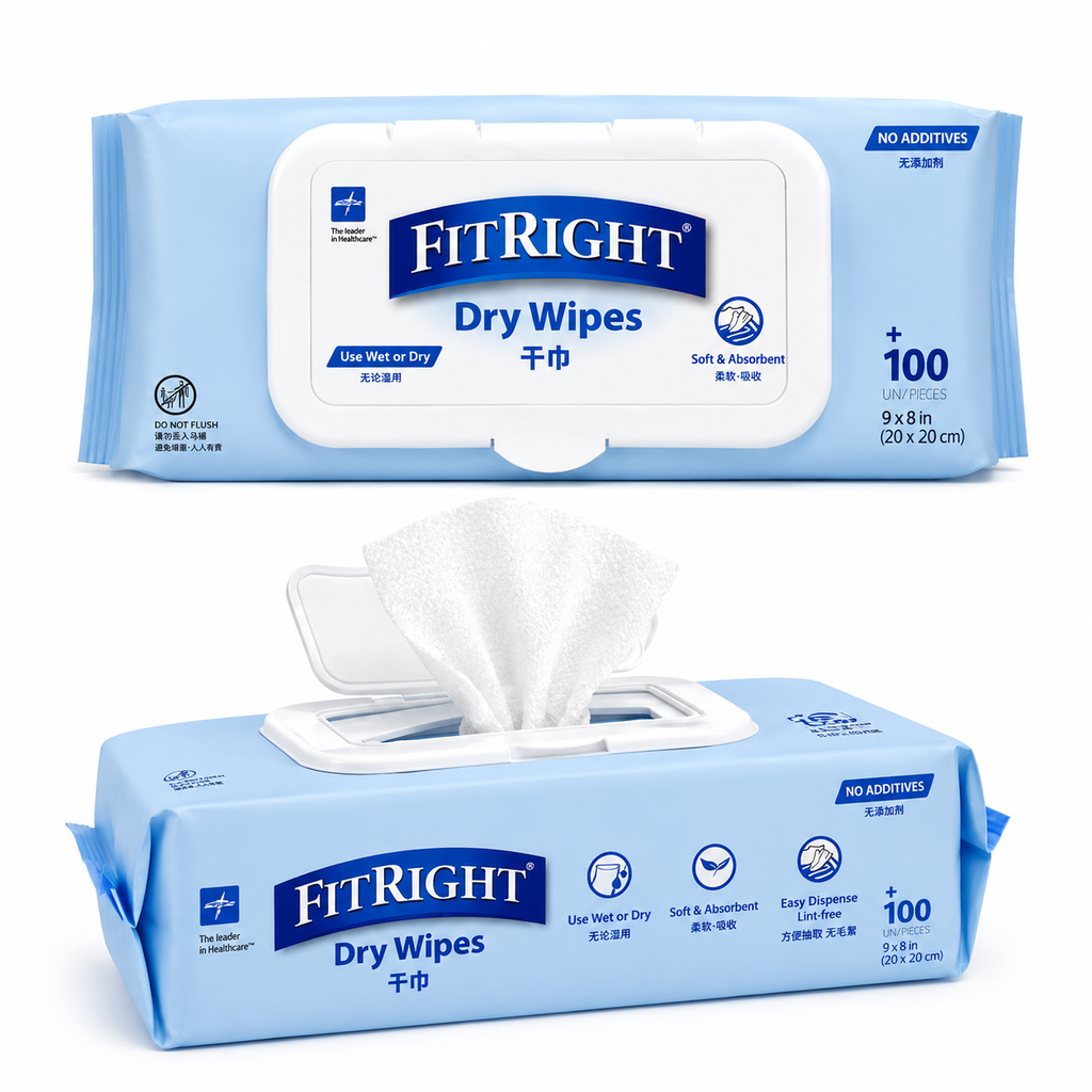 Soft Dry Wipes 100pcs (20×20cm) Thick Non-Woven Disposable Tissue | Fragrance-Free Hypoallergenic