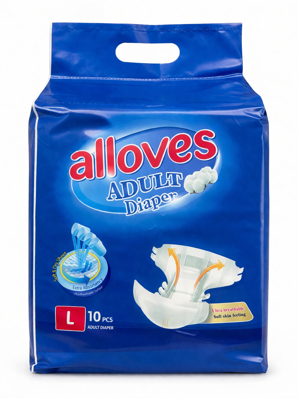 Alloves Elderly Diaper Leak-Proof Breathable Soft Comfort | Disposable Elder Care Diapers | Secure Fit