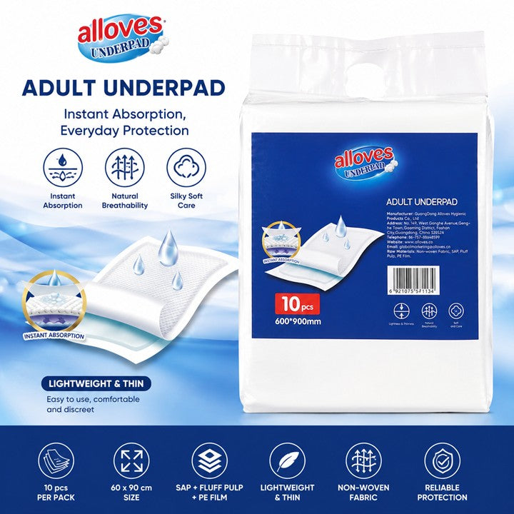 Alloves Senior Underpad | Instant Absorbent | Breathable | Waterproof Bed Protector | Non-Woven