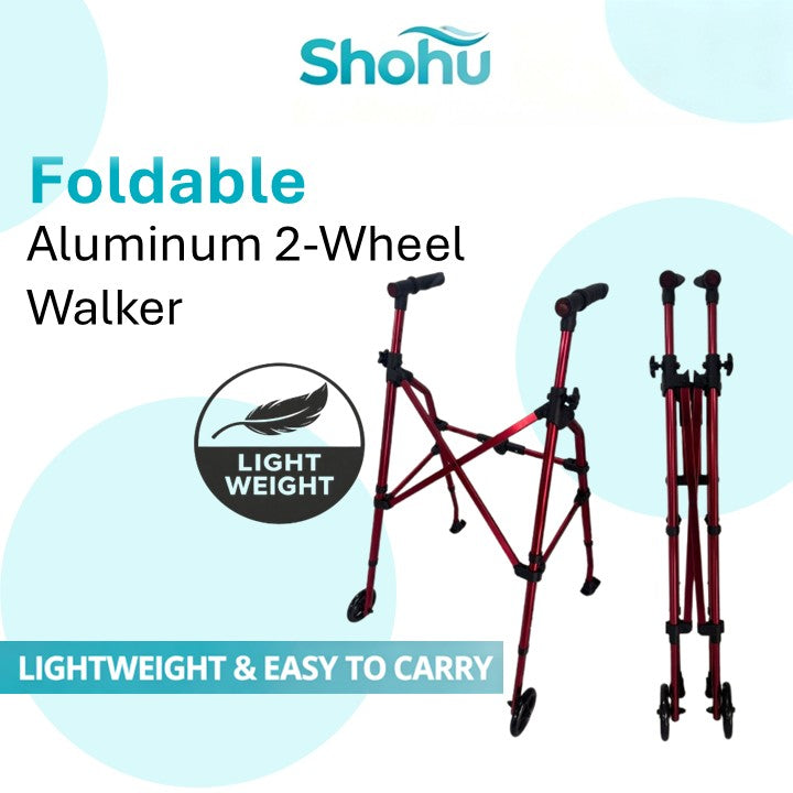 Elderly Foldable Aluminum 2-Wheel Walker | Lightweight & Height Adjustable