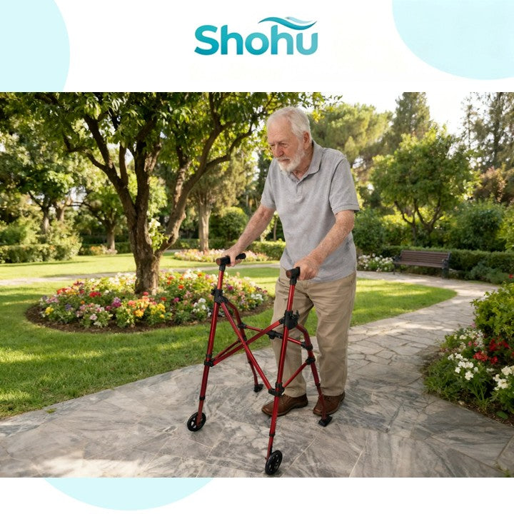 Elderly Foldable Aluminum 2-Wheel Walker | Lightweight & Height Adjustable