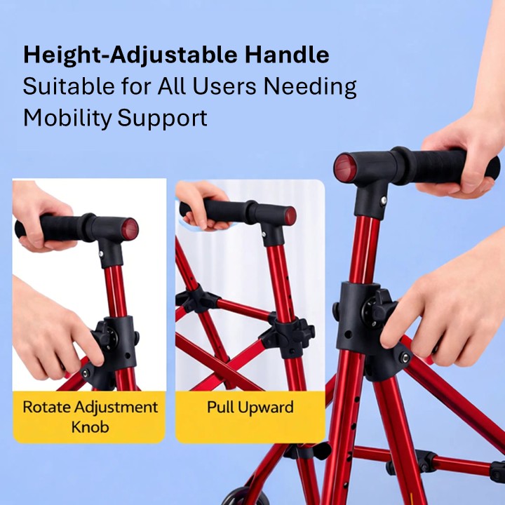 Elderly Foldable Aluminum 2-Wheel Walker | Lightweight & Height Adjustable