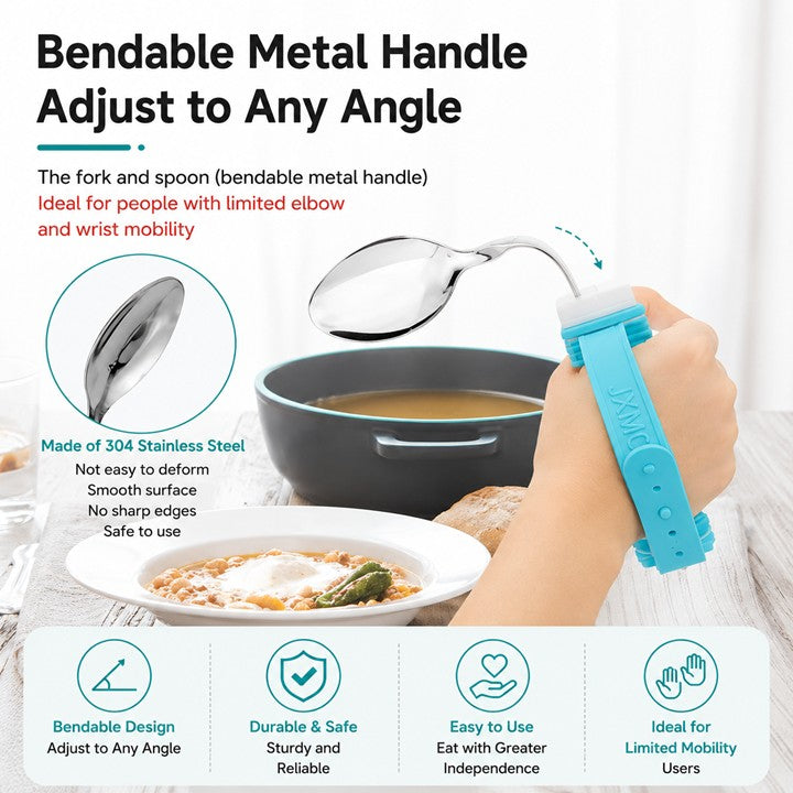 Elderly Assisted Utensil Set | Anti Spill Bowl | Adaptive Spoon Fork Chopsticks | Senior Feeding Aid