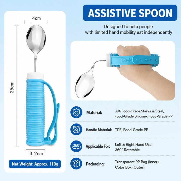 Elderly Assisted Utensil Set | Anti Spill Bowl | Adaptive Spoon Fork Chopsticks | Senior Feeding Aid