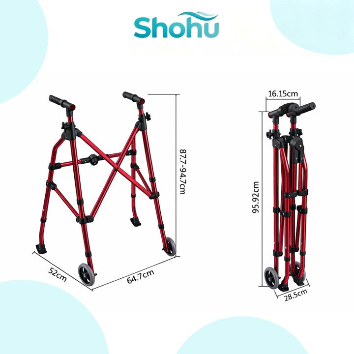 Elderly Foldable Aluminum 2-Wheel Walker | Lightweight & Height Adjustable