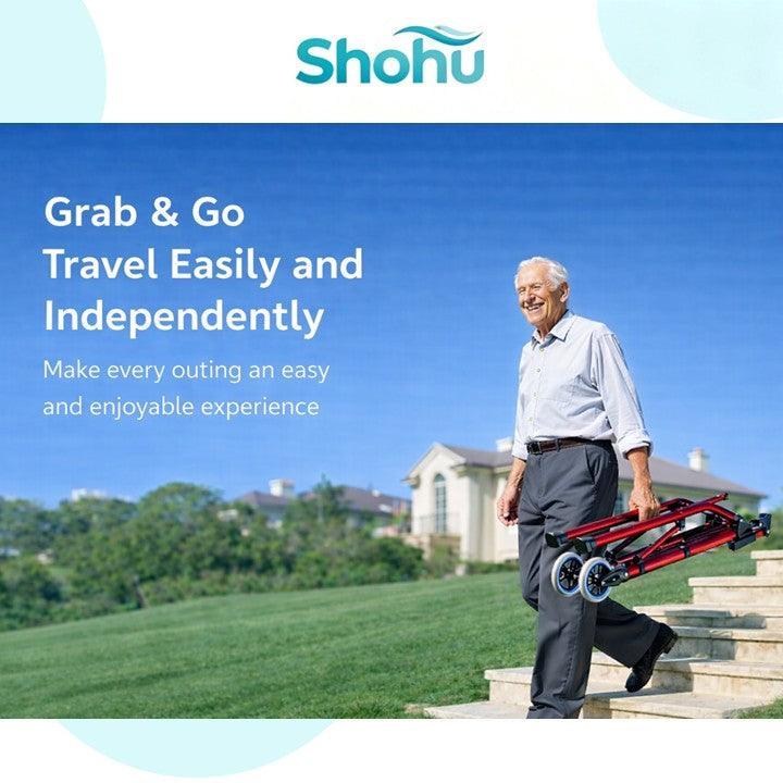 Elderly Foldable Aluminum 2-Wheel Walker | Lightweight & Height Adjustable
