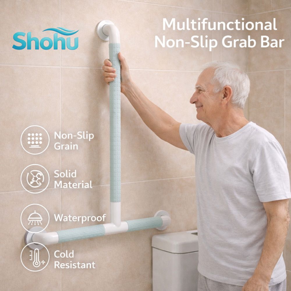 T-Shape Grab Bar | Heavy Duty Bathroom Safety Rail | Dual Horizontal Support | Elderly Fall Prevention Handle