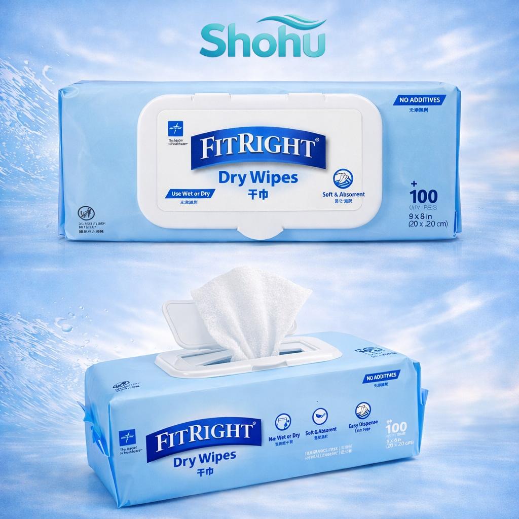Soft Dry Wipes 100pcs (20×20cm) Thick Non-Woven Disposable Tissue | Fragrance-Free Hypoallergenic