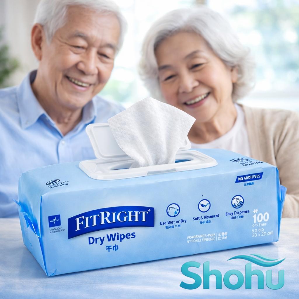 Soft Dry Wipes 100pcs (20×20cm) Thick Non-Woven Disposable Tissue | Fragrance-Free Hypoallergenic