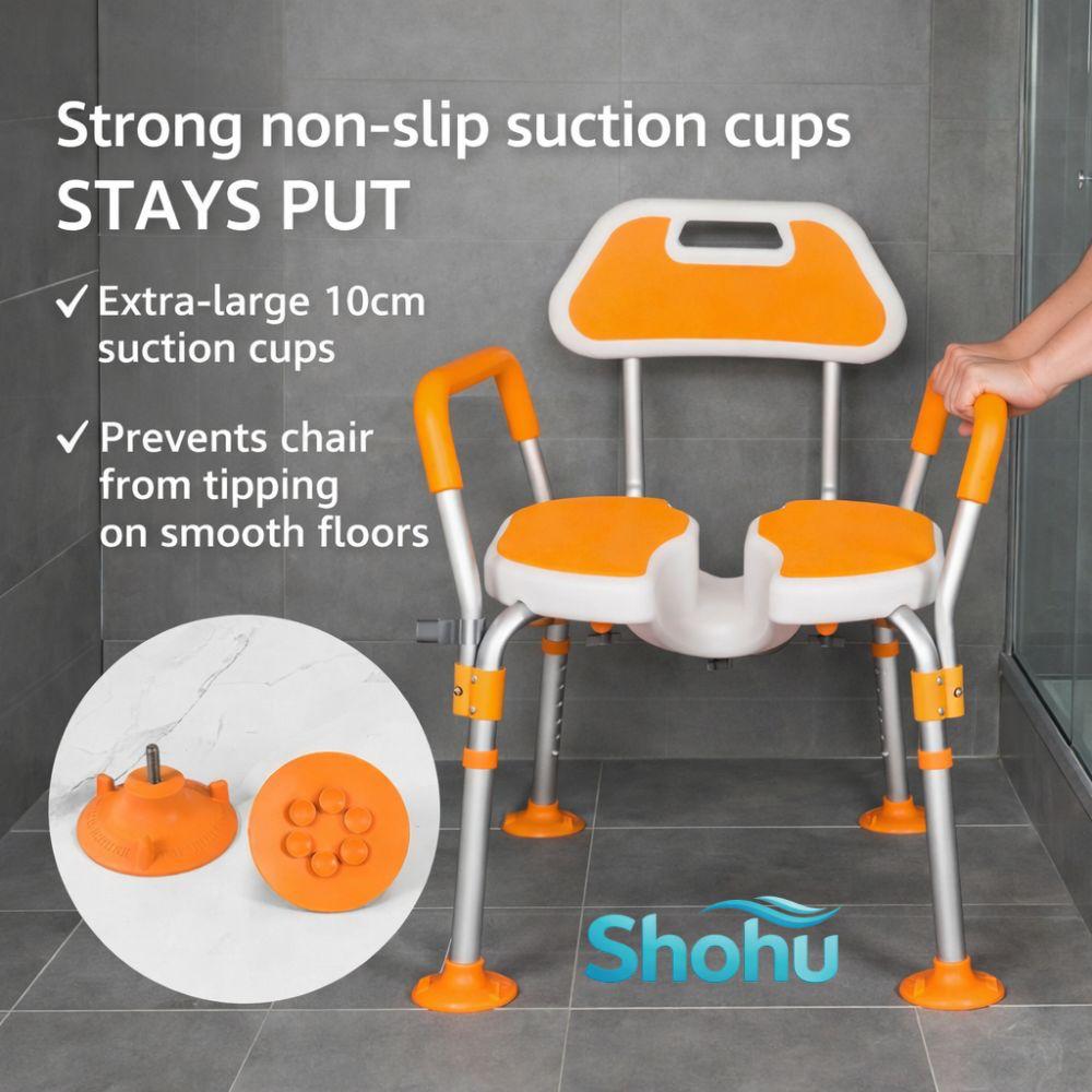 Elderly U-Shape Cleaning Channel | Shower Chair | 6-Level Height Adjustable | Anti-Slip Rubber Feet