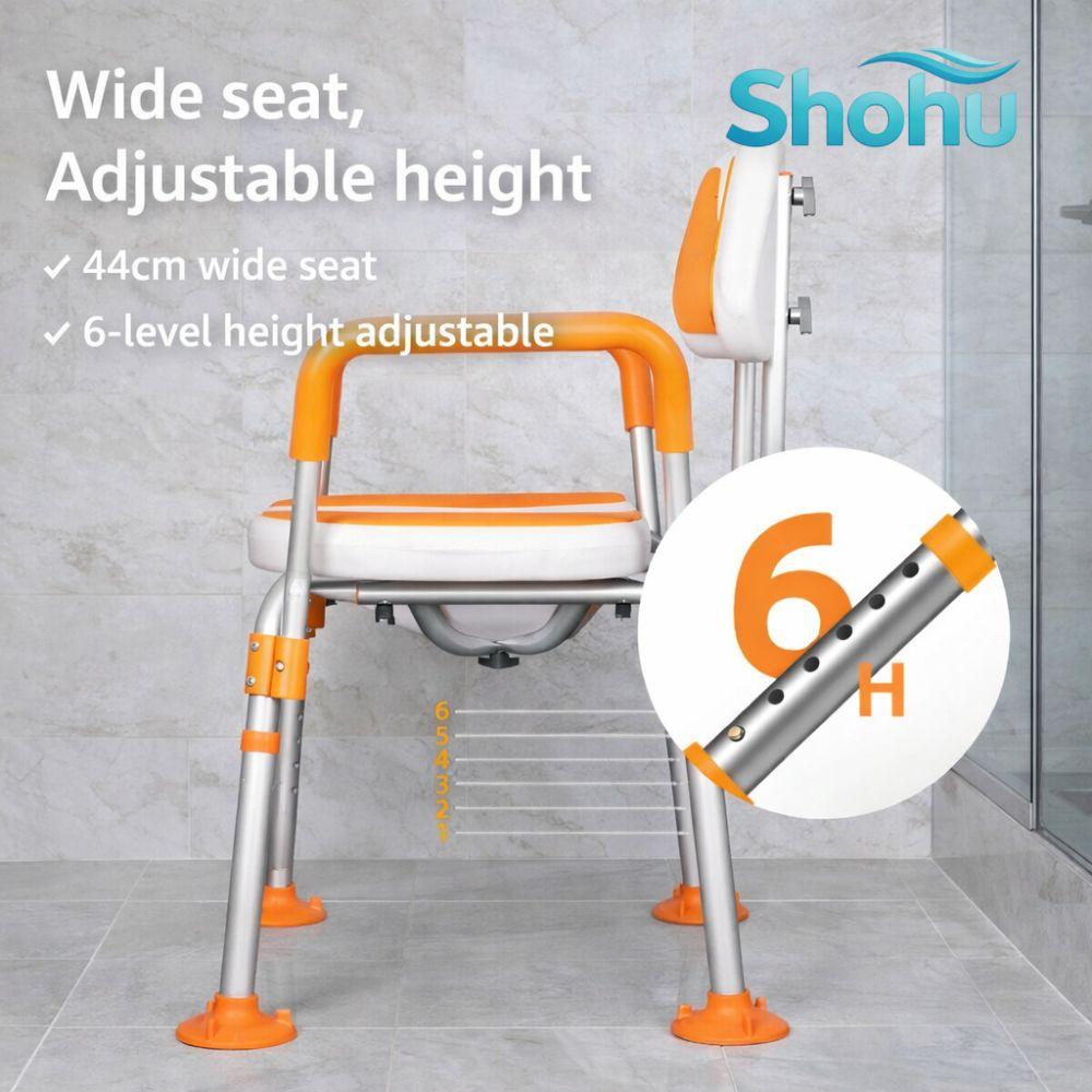 Elderly U-Shape Cleaning Channel | Shower Chair | 6-Level Height Adjustable | Anti-Slip Rubber Feet
