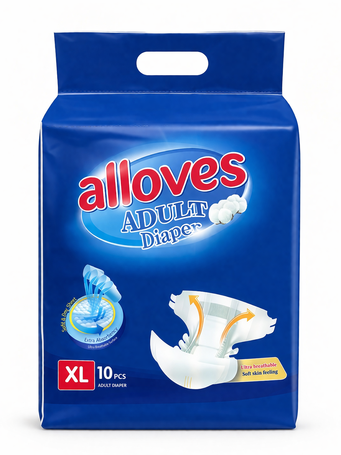 Alloves Elderly Diaper Leak-Proof Breathable Soft Comfort | Disposable Elder Care Diapers | Secure Fit