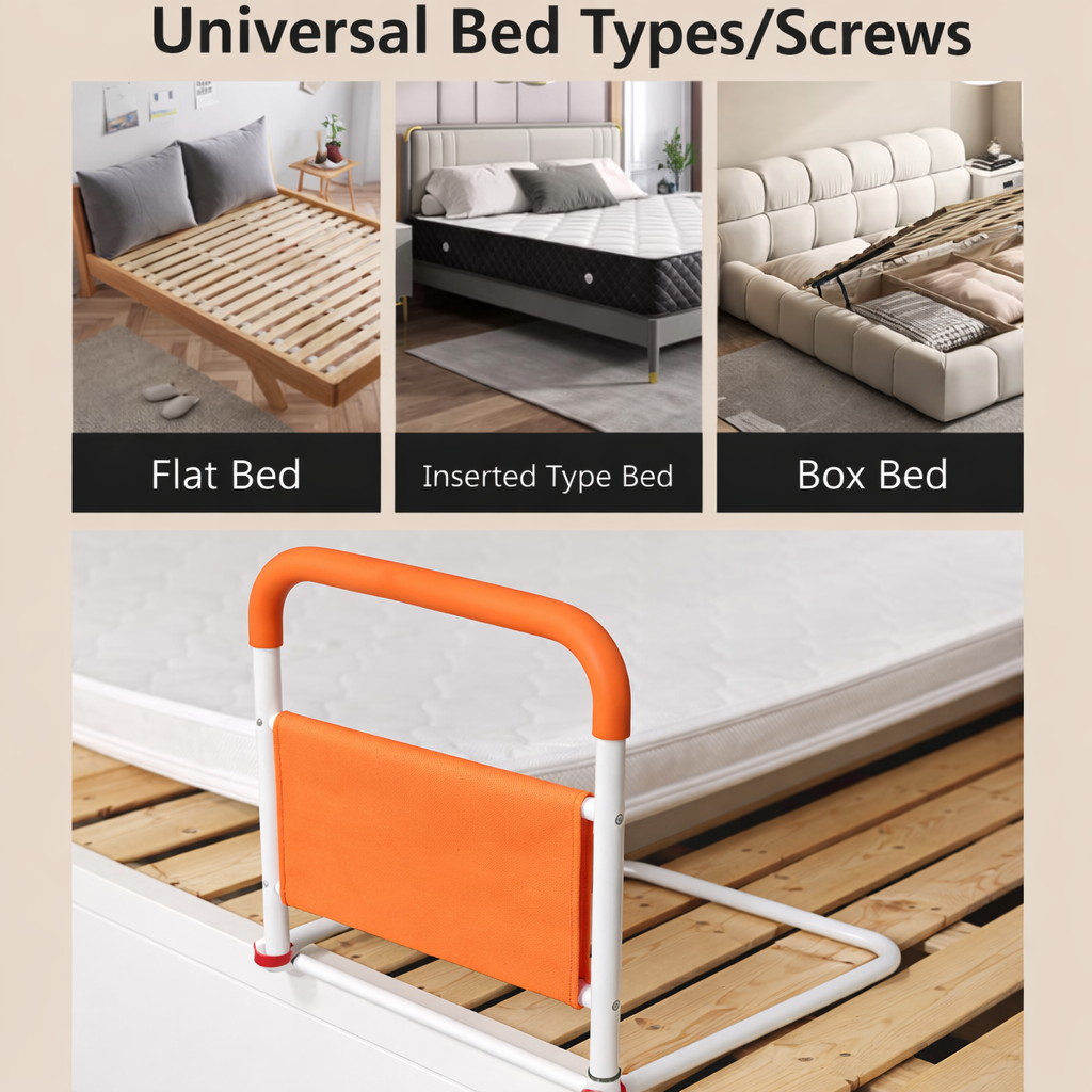 Elderly Bedside Support Frame with Storage Pocket | Anti-Slip Bedside Support Handle for Seniors