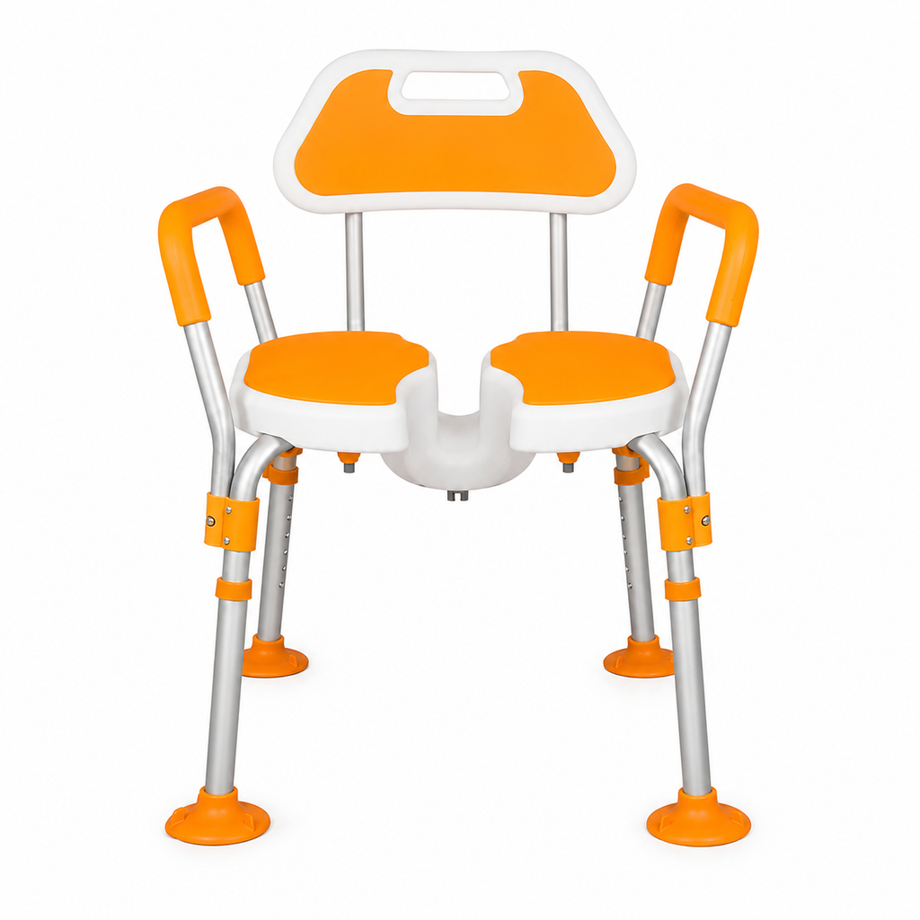 Elderly U-Shape Cleaning Channel | Shower Chair | 6-Level Height Adjustable | Anti-Slip Rubber Feet