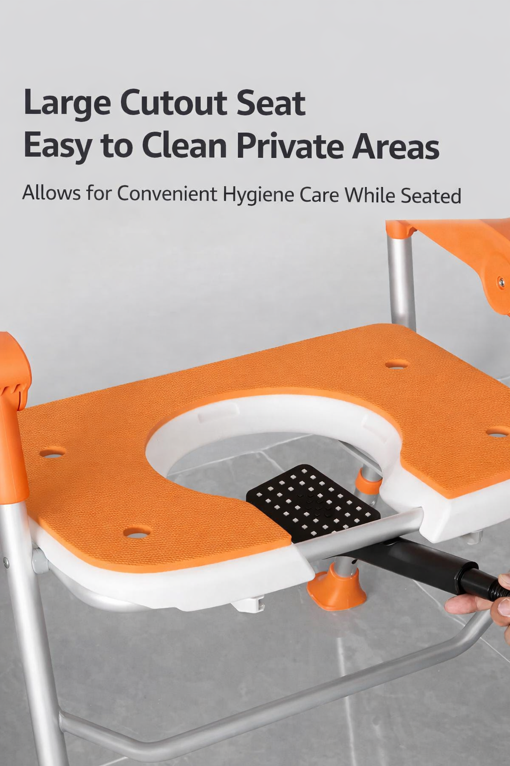 Elderly U-Shape Cleaning Channel | Foldable Shower Chair with Back Support | 5-Level Adjustable | Non-Slip Feet