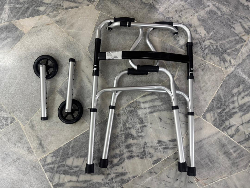 Elderly Folding Walker with Wheels | Tongkat Jalan Warga Emas | Walker Boleh Laras & Lipat | Height Adjustable