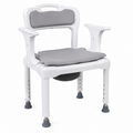 Elderly Commode Chair with Armrest | Adjustable Height Bedside Toilet Chair | Removable Bucket with Cover